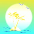 Illustration with palmtree and island