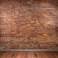 Panoramic view of old red brick wall background, abstract, textures Royalty Free Stock Photo