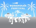 Illustration paper art concept Songkran festival annual tradition of thailand