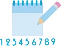 Illustration of paper, crayon and numbers Royalty Free Stock Photo