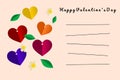 Illustration of paper cut style in concept : Happy Valentine`s Day card in light color. Colorful Hearts. Royalty Free Stock Photo