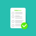 Illustration paper online exam icon design with checklist symbol