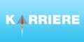 Illustration with paper planes on coloured background with the german word for career - Karriere Royalty Free Stock Photo