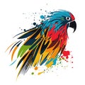 Illustration of parrot on the tropical branches with leaves, vector illustration Royalty Free Stock Photo