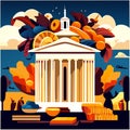 Illustration of the Parthenon in Athens, Greece. Vector illustration generative AI Royalty Free Stock Photo