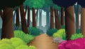 Path way on dense forest, vector illustration