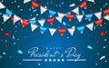 Illustration Patriotic Background with Bunting Flags for Happy Presidents Day and foil confetti., Colors of USA. Vector illustrati