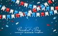 Illustration Patriotic Background with Bunting Flags for Happy Presidents Day and foil confetti., Colors of USA. Vector illustrati Royalty Free Stock Photo