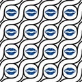 Illustration of a pattern of blue lips outlines isolated on a white background