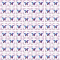 Illustration of a pattern of butterflies in colorful frames isolated on a white background