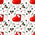 illustration pattern christmas red sock