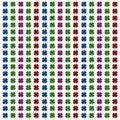 Illustration of a pattern of clover outlines filled with colorful backgrounds