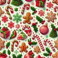Illustration in pattern of images with Christmas symbols Royalty Free Stock Photo