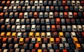 Illustration of a patterned background with rows of cars, Generative Ai