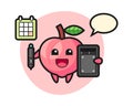 Illustration of peach mascot as a graphic designer