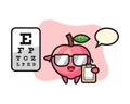 Illustration of peach mascot as a ophthalmology