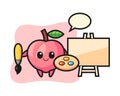 Illustration of peach mascot as a painter