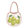 pear in mesh bag illustration vector fruits in string bag Royalty Free Stock Photo