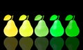 Illustration of pears on black background and its reflection Royalty Free Stock Photo