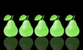 Illustration of pears on black background and its reflection Royalty Free Stock Photo