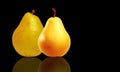 Illustration of pears on dark background and its reflection Royalty Free Stock Photo