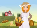 Peasant girl in the countryside