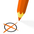 orange pencil with cross