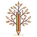 Creative pencil tree illustration symbolizing growth, education, and creative potential. Royalty Free Stock Photo