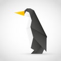 Illustration of a penguin made in paper-like texture on a white background