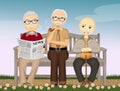 Pensioners sitting on the bench