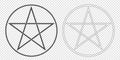 Illustration of a Pentagram, a five-pointed star in a circle. Esoteric or magic symbol of Occultism and Witchcraft. Isolated on