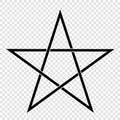 Illustration of a Pentagram, a five-pointed star. Esoteric or magic symbol of Occultism and Witchcraft. Isolated on transparent