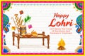 people celebrate and dancing bhangra for Happy Lohri holiday background for Punjabi festival India Royalty Free Stock Photo