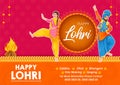 people celebrate and dancing bhangra for Happy Lohri holiday background for Punjabi festival India