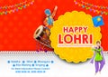 people celebrate and dancing bhangra for Happy Lohri holiday background for Punjabi festival India Royalty Free Stock Photo