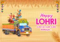 people celebrate and dancing bhangra for Happy Lohri holiday background for Punjabi festival India