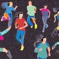 illustration of people in colorful pattern