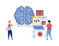 Illustration of People Developing Artificial Intelligence with Programming Languages and Coding for Network and Chip Optimization