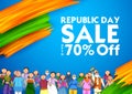 People of different religion showing Unity in Diversity on Happy Republic Day of India Sale Promotion Background