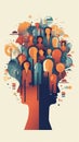 An illustration of people with faces in the middle and the word mind on the top Royalty Free Stock Photo