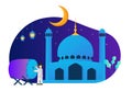 Illustration of people happy mubarak. People who celebrate ramadan kareem