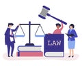 Illustration of people with justice and order icons Royalty Free Stock Photo