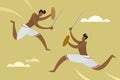 Eople performing  South Indian martial art `Kalari Payattu` Royalty Free Stock Photo