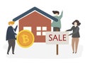 Illustration of people selling the house