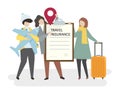 Illustration of people with travel insurance Royalty Free Stock Photo