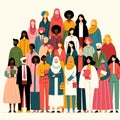 Illustration of people from various ethnicitites standing together.