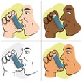 Person using inhaler for asthma and lack and public areas