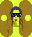 Illustration person vector art. Woman - female portrait with sunglasses. Beauty face young lady. Abstract modern art, graphic Royalty Free Stock Photo