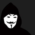 illustration of a person wearing an anonymous mask on a black background Royalty Free Stock Photo