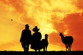 Peruvian people at sunset Royalty Free Stock Photo